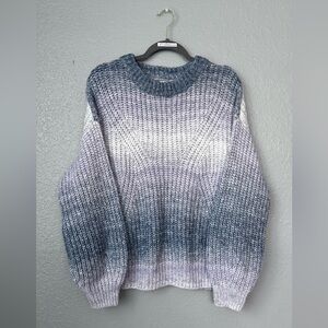 A New Day Purple Ombre Stripe Ribbed Knit Crew Neck Sweater Large